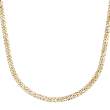 14K Yellow Gold 5mm Pave Classic Miami Cuban 20 Chain with Box with Both Side Figure 8 Clasp